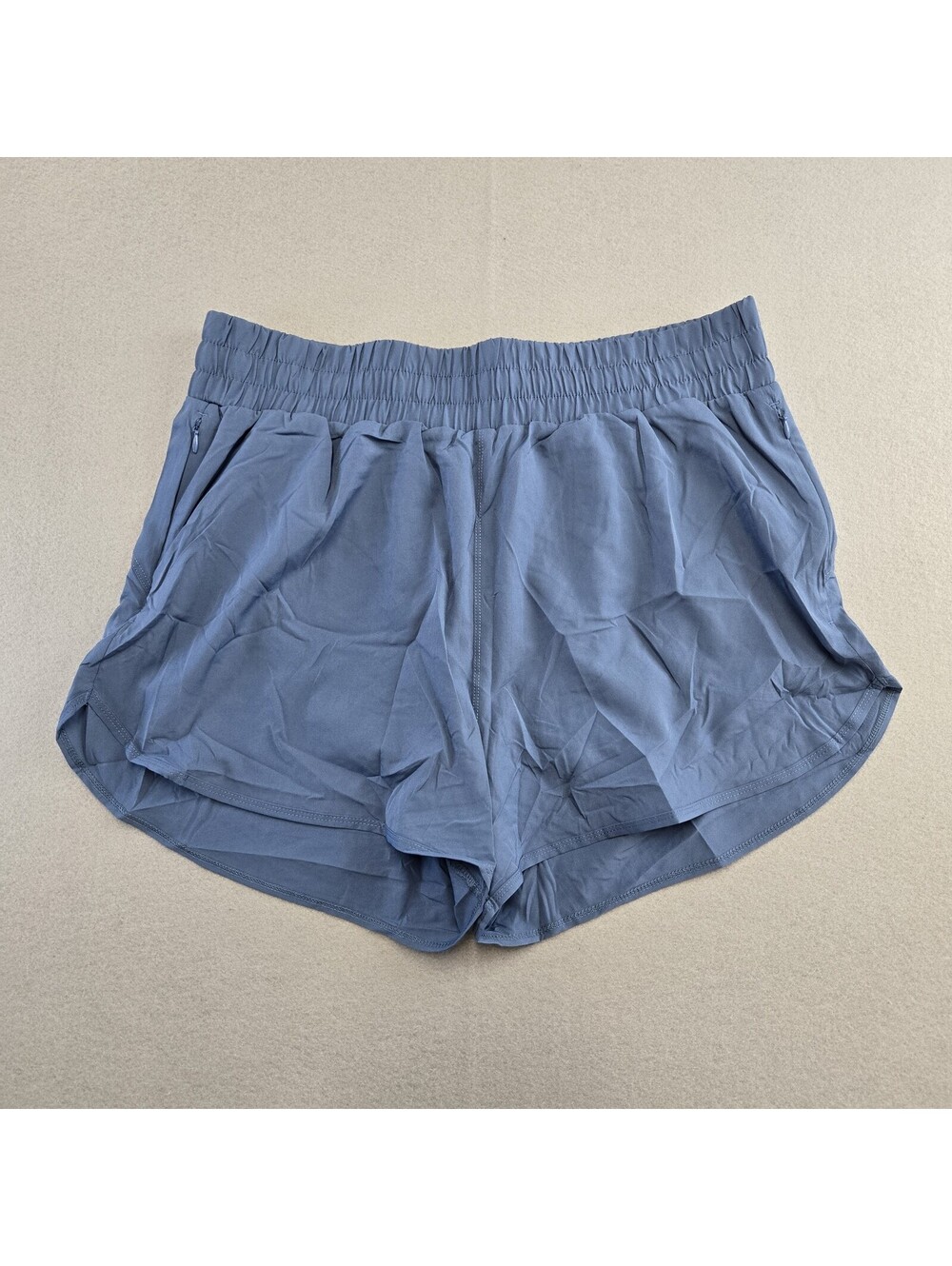 Santiny Womens Running Shorts XL Blue Mesh Lined Elastic Waist Pockets NWT